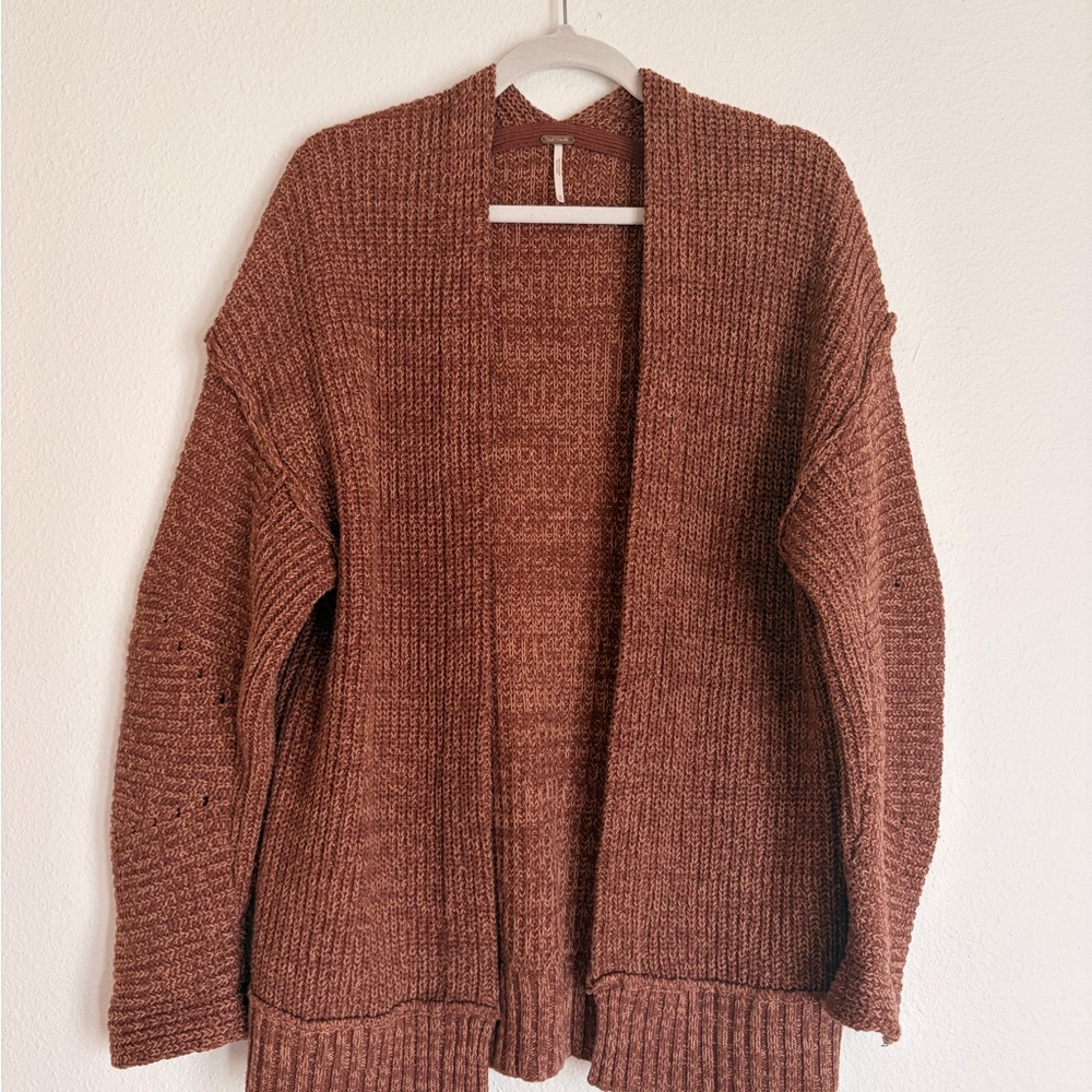 Free People Brown Knit Oversized Cardigan Thick Knit Size XS